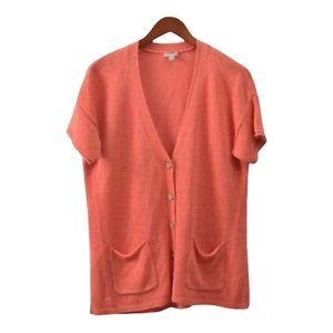 J. Jill Orange Bamboo Linen Blend Short Sleeve V Neck Button Down Cardigan XL